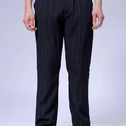 The Indian Garage Co Men Textured Loose Fit Trousers-picture-31
