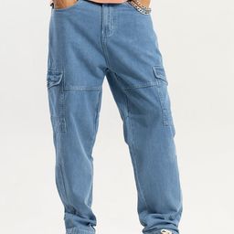 Snitch Blue Men Smart Loose Fit Cargo Trousers-image-41
