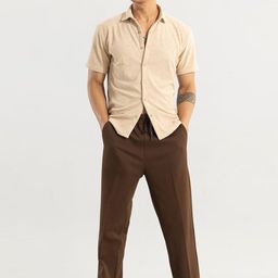 Snitch Men Brown Smart Loose Fit Trousers-image-49