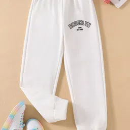StyleCast Girls White Mid Rise Typography Printed Joggers-image-22