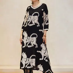 KALINI Animal Printed Straight Kurta With Trouser-image-39