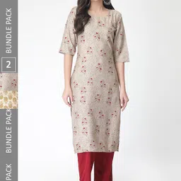 KALINI Pack Of 2 Floral Printed Kurta With Trousers-picture-43