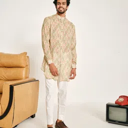Project Bandi Floral Printed Band Collar Kurta with Trousers-70