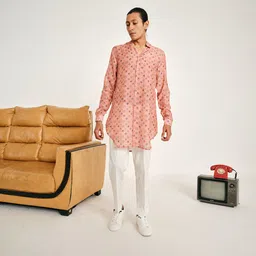 Project Bandi Floral Printed Band Collar Kurta with Trousers-15