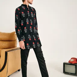 Project Bandi Floral Printed Straight Pure Cotton Kurta with Trousers-35