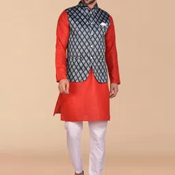 PRINTCULTR Regular Pure Cotton Kurta with Trousers & Nehru jacket-picture-2