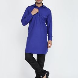 ROYAL KURTA Shirt Collar Pure Cotton Pathani Kurta With Churidar-image-81