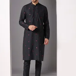 KISAH Ethnic Motifs Embroidered Mandarin Collar Kurta With Trouser-picture-51