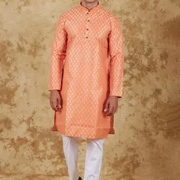 BLUESAANCHI Ethnic Motifs Woven Design Mandarin Collar Straight Kurta With Trousers-picture-34