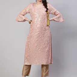 AKS Floral Printed Bell Sleeves Regular Kurta With Trousers-picture-26