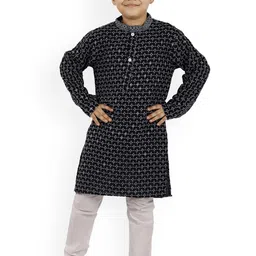 BAESD Boys Floral Embroidered Straight Sequinned Kurta with Trousers-78