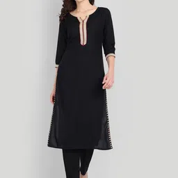 githaan Women Black Yoke Design Pleated Kurti with Trousers-picture-50