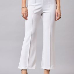 The Roadster Lifestyle Co. White Women Classic High-Rise Wrinkle Free Trouser-image-53