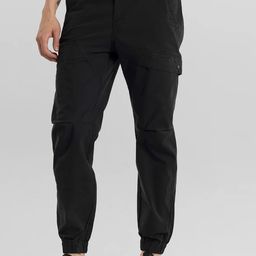 Snitch Men Black Smart Tapered Fit Cargos Trousers-image-76
