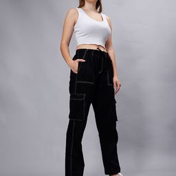 Mad Over Print Women Cotton Relaxed Loose Fit Cargos Trousers-image-4