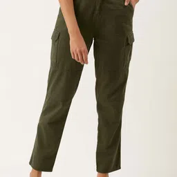 IVOC Women Pure Cotton Mid Rise Slim Fit Cargos-picture-10