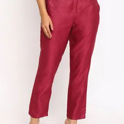 Fabindia Women Mid-Rise Comfort Plain Slim Fit Trousers-image-92