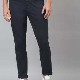 Thomas Scott Men Navy Blue Easy Wash Slim Fit  Sustainable Chinos Trousers-image-1