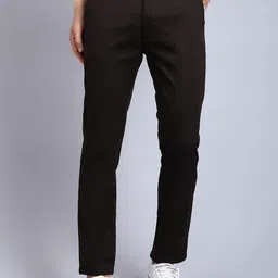 Rodamo Men Brown Slim Fit Chinos Trousers-image-46