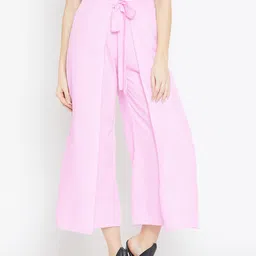 Bitterlime Women Pink Relaxed Loose Fit Easy Wash Culottes-image-65