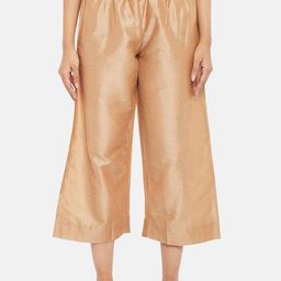 RANGMANCH BY PANTALOONS Women Gold-Toned Solid Culottes Trousers-picture-9