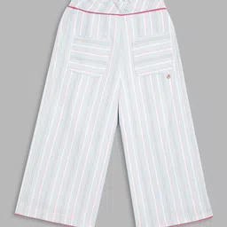 ELLE Girls Blue Striped Flared Culottes Trousers-image-84