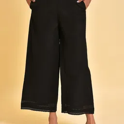 W Women Black Mid Rise Culottes-picture-10
