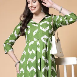 KALINI Abstract Printed Regular Pure Cotton A Line Kurta With Trousers image 2