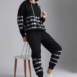 High Star Printed Hooded Long Sleeves Pure Cotton Sweatshirt With Joggers-image-27