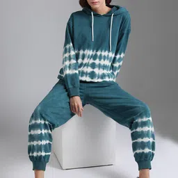 High Star Printed Hooded Long Sleeves Pure Cotton Sweatshirt With Joggers-image-38