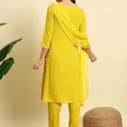 V.S.Creation Women Embroidered Regular Thread Work Kurta with Trousers & With Dupatta image 4