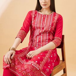 all about you Ethnic Motifs Printed Regular Kurta with Trousers-picture-47