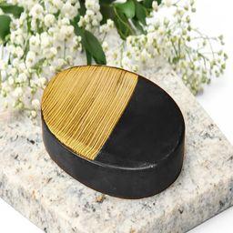 Kuber Industries Brown & Black 3 Pcs Dual-Toned Ceramic Soap Dish-37