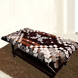 Kuber Industries Brown & White Geometric Printed Cotton 4 Seater Rectangular Table Cover image 3