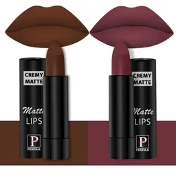 PERPAA Creamy Matte Set Of 2 Long Stay Intense Lipstick - Cocoa Brown 67 - Tan Red 80-26