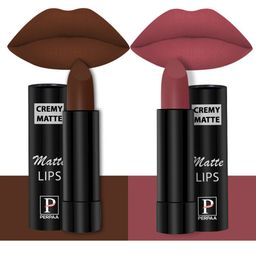 PERPAA Set of 2 Creamy Matte Long Stay Intense Lipstick - Cocoa Brown 67 & Brick Red 110-image-62