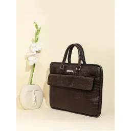 Bagsy Malone Brown Croco Luxe Laptop - Espresso Edition Laptop Bag-picture-20