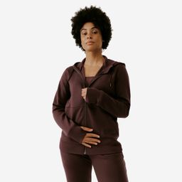 Women Warm Hooded Running Jacket 500 - Brown-image-16