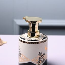 MARKET99 Off White & Gold-Toned Floral Printed Ceramic Waterproof Soap Dispenser 500 ml-58