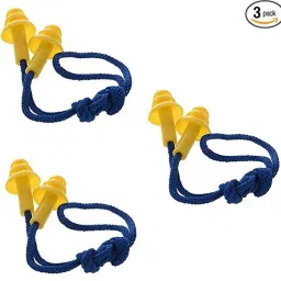 3 Pair Reusable Corded Silicone Earplugs for Noise Reduction/Water Protection, Ear Plug-image-1