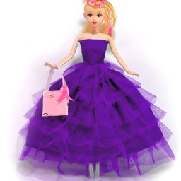 Doll Set with Purple Frock Dress and Bag-image-68