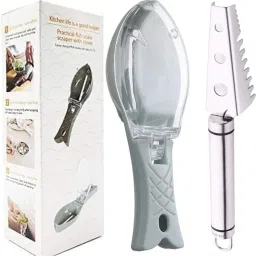 2-in-1 Fish Scale Remover-(Plastic& Stainless Steel )- Fish Cleaning Tools , Fish Scaler-25