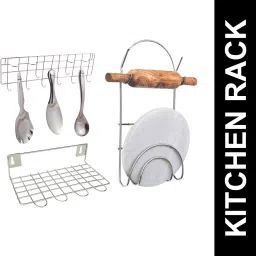 Utensil Kitchen Rack Stainless Steel Chakla Belan Stand & Hook Rail & Ladle Stand Steel-image-87