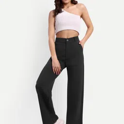 broadstar Women Loose Fit Grey Lycra Blend Trousers-picture-30