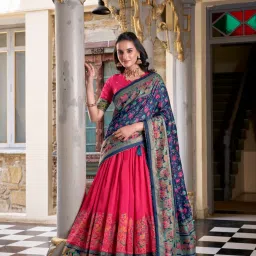 Bandhani, Solid, Self Design, Printed, Chevron/Zig Zag, Leheriya Semi Stitched Lehenga Choli-picture-5