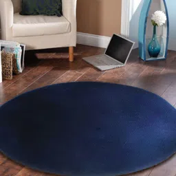 OBSESSIONS Navy Blue Solid Carpet-4