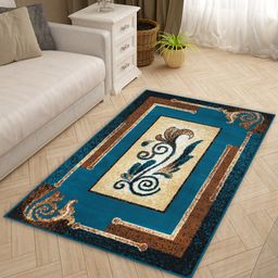 Story@home Blue & Brown Printed Anti-Skid Rectangular Floor Carpet-48