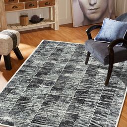 MODEFE Black & White Geometric Anti-Skid Rectangular Carpet-14