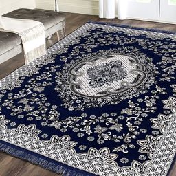 Sparrow world Blue & White Floral Printed Rectangular Carpet-8