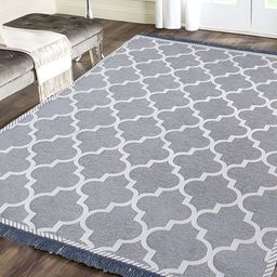 Sparrow world Grey & White Geometric Printed Rectangular Carpet-14